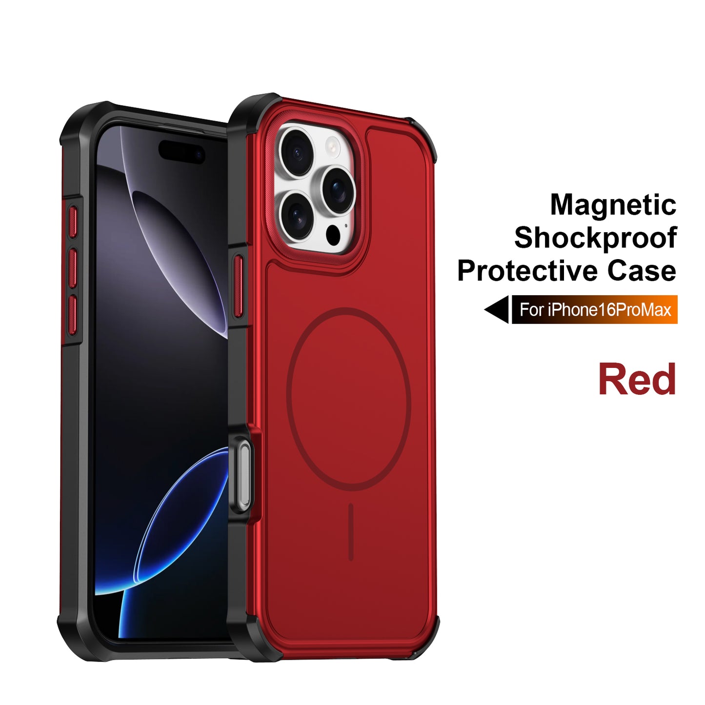 For iPhone 16 Pro Max Magnetic Case Shockproof TPU PC Protective Cover