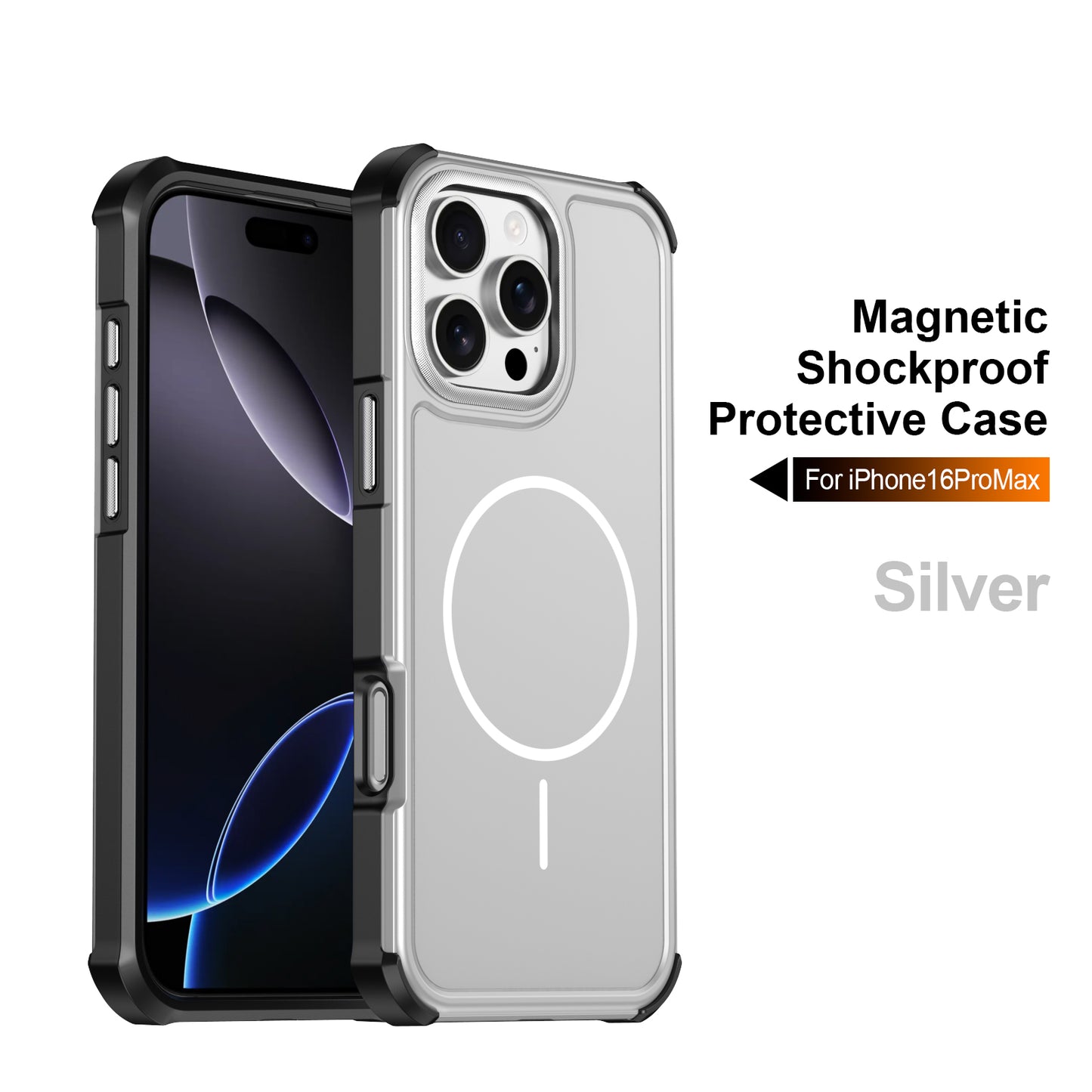 For iPhone 16 Pro Max Magnetic Case Shockproof TPU PC Protective Cover