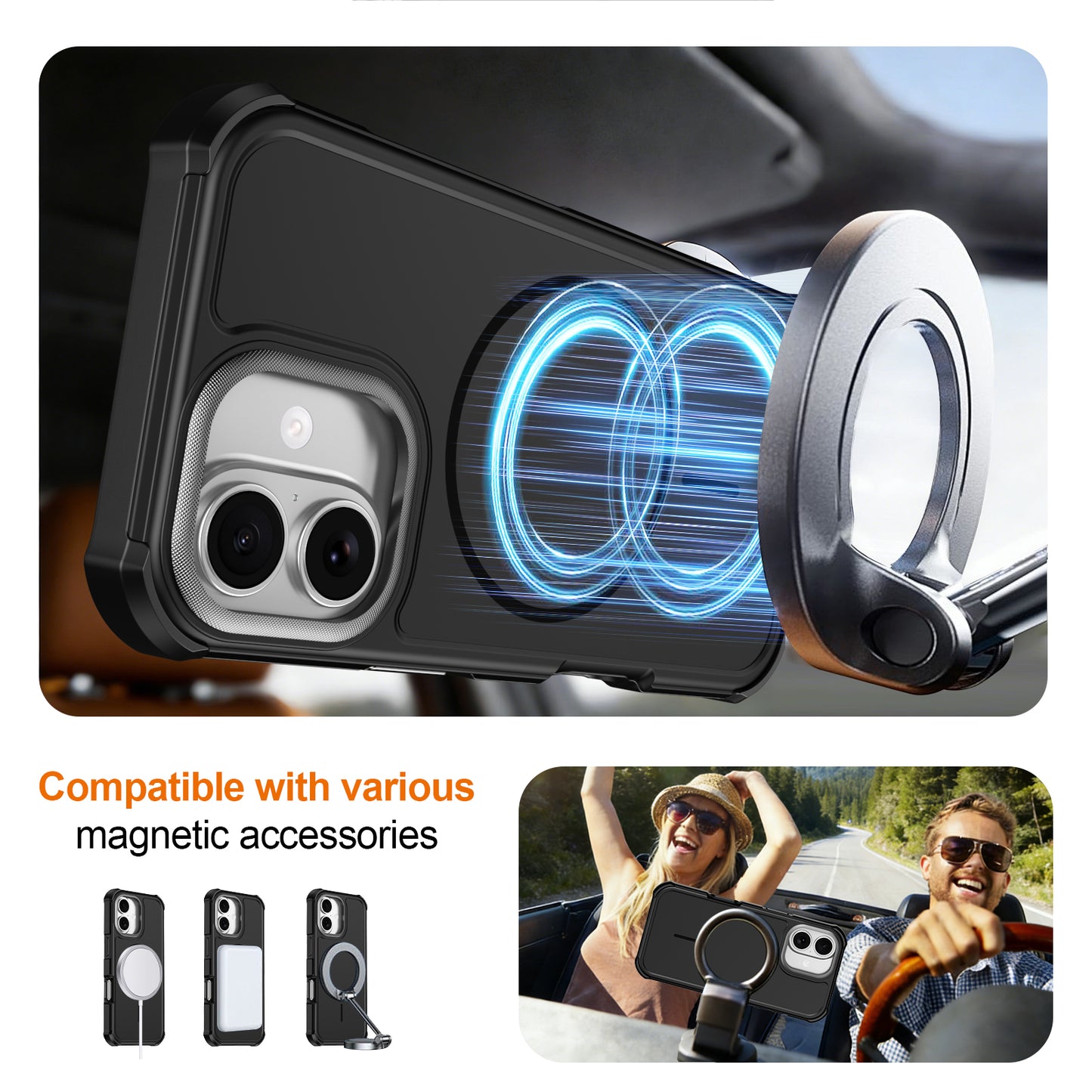 For iPhone 17 Magnetic Case Shockproof TPU PC Protective Cover
