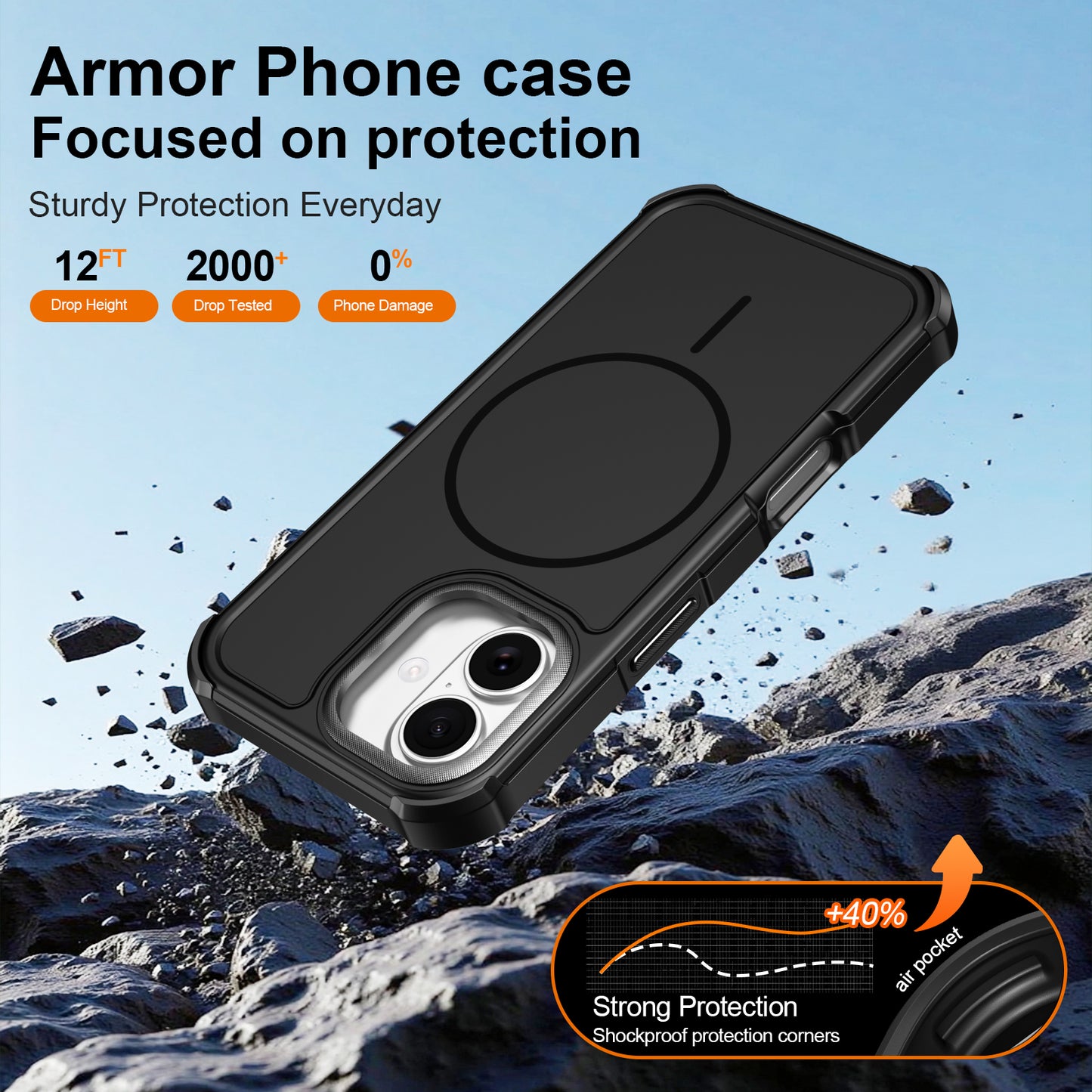 For iPhone 17 Magnetic Case Shockproof TPU PC Protective Cover