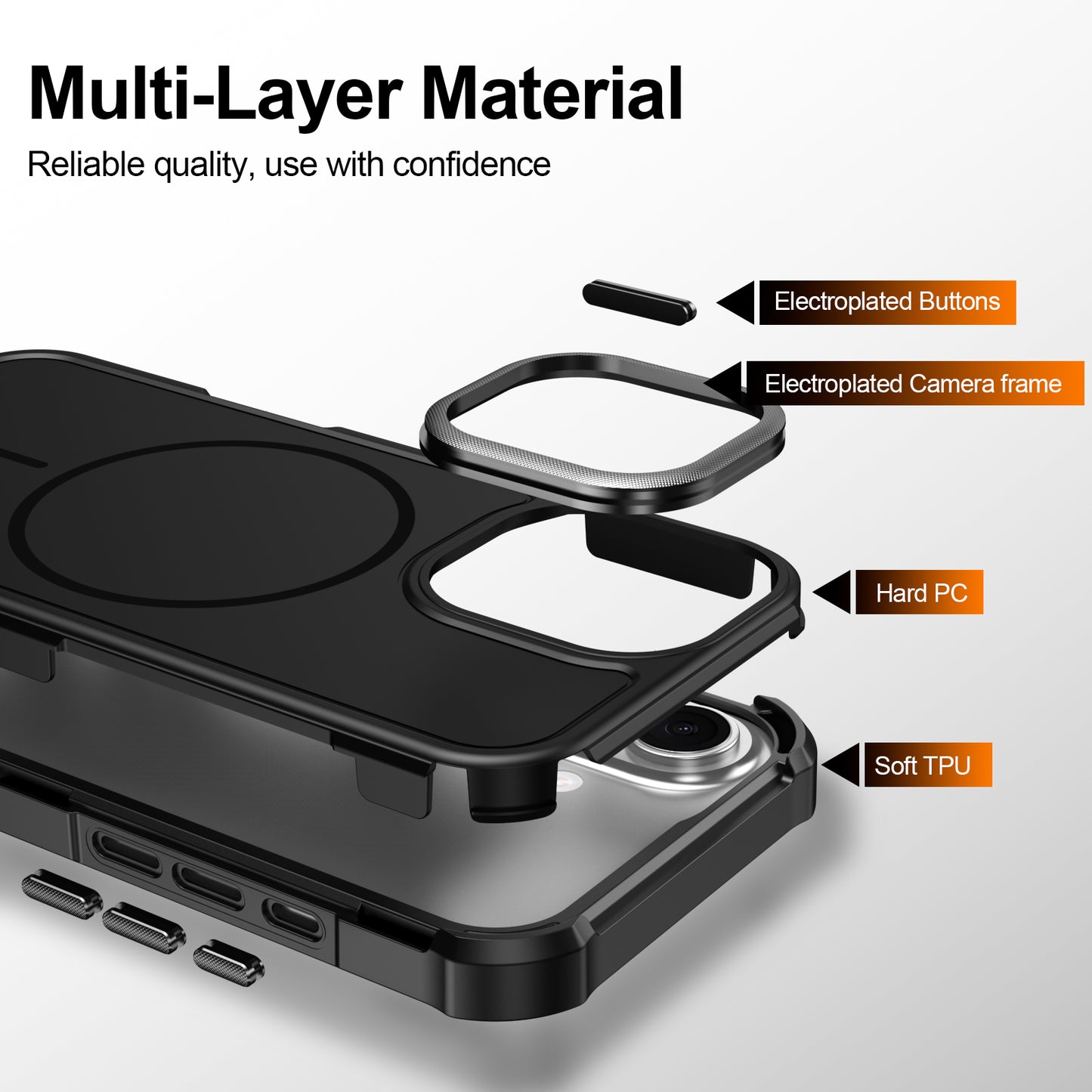 For iPhone 17 Magnetic Case Shockproof TPU PC Protective Cover
