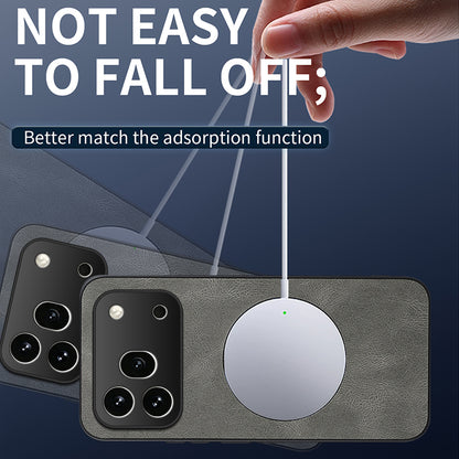 WANLONFENG For Honor 600 Pro 5G SD Series Magnetic Case Nappa Texture PC TPU Phone Cover with 2Pcs Screen Film