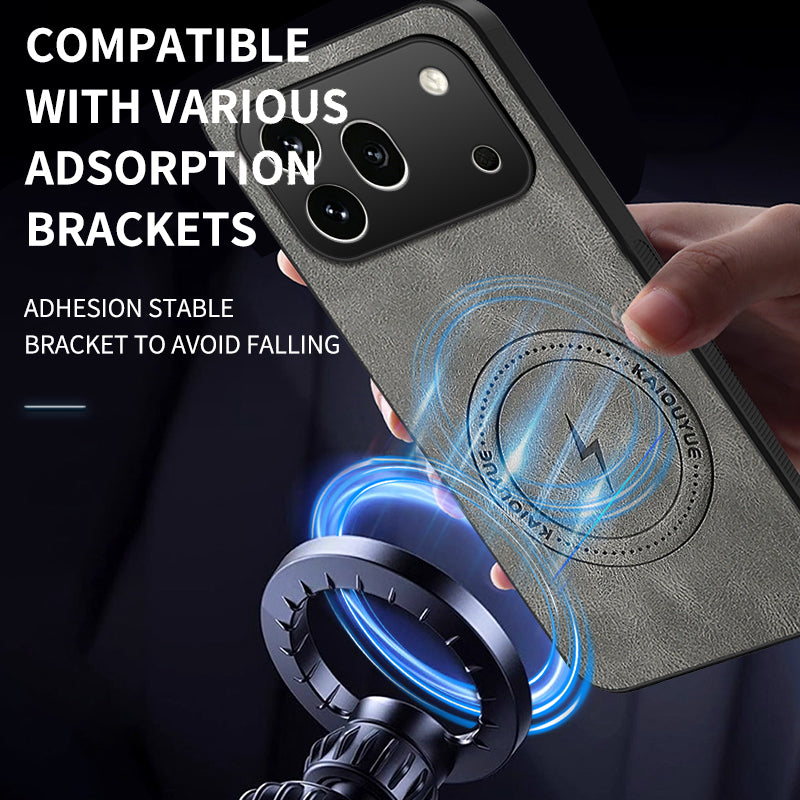 WANLONFENG For Honor 600 Pro 5G SD Series Magnetic Case Nappa Texture PC TPU Phone Cover with 2Pcs Screen Film