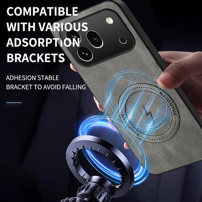WANLONFENG For Honor 600 Pro 5G SD Series Magnetic Case Nappa Texture PC TPU Phone Cover with 2Pcs Screen Film