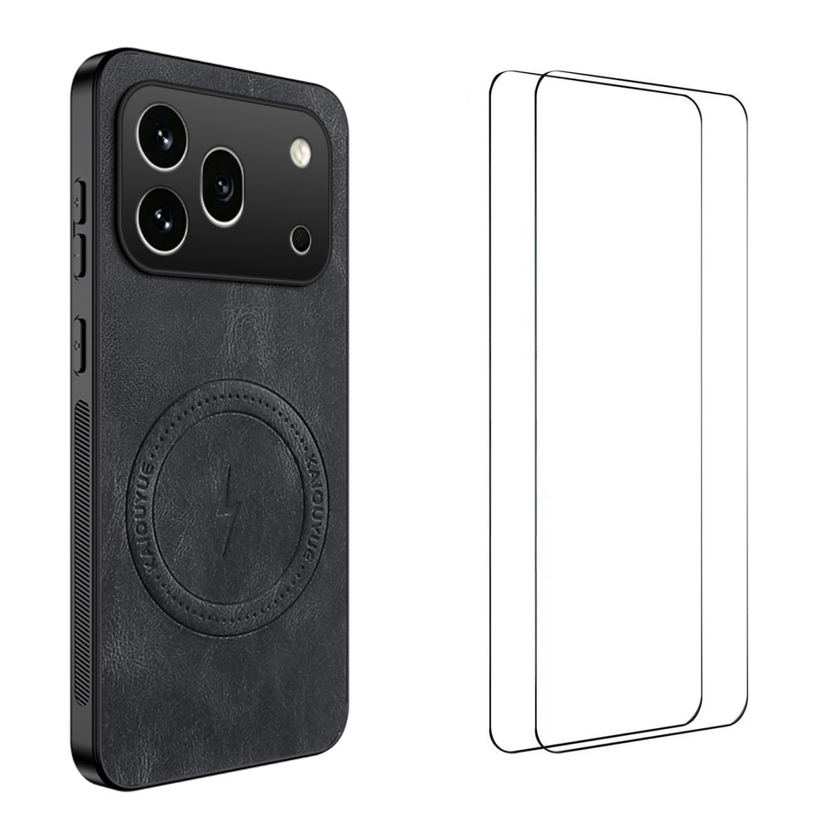 WANLONFENG For Honor 600 Pro 5G SD Series Magnetic Case Nappa Texture PC TPU Phone Cover with 2Pcs Screen Film
