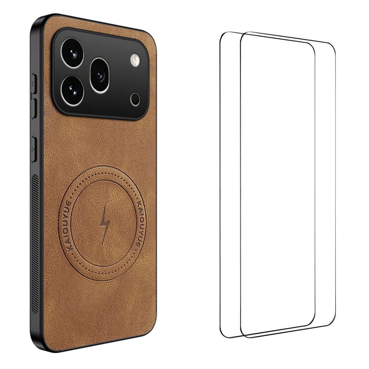 WANLONFENG For Honor 600 Pro 5G SD Series Magnetic Case Nappa Texture PC TPU Phone Cover with 2Pcs Screen Film