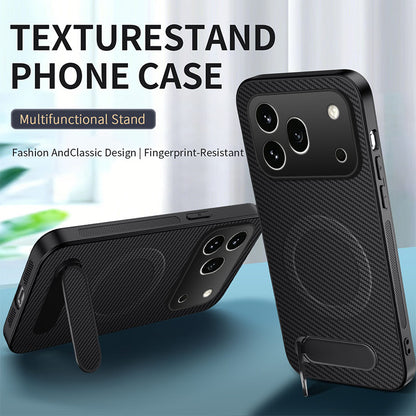 WANLONFENG For Honor 600 Pro 5G QT1 Series Magnetic Case with 2Pcs Tempered Glass Films Kickstand Carbon Fiber Texture PC TPU Phone Cover