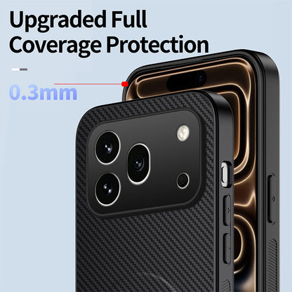 WANLONFENG For Honor 600 Pro 5G QT1 Series Magnetic Case with 2Pcs Tempered Glass Films Kickstand Carbon Fiber Texture PC TPU Phone Cover