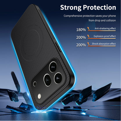 WANLONFENG For Honor 600 Pro 5G TQ1 Series Magnetic Case Carbon Fiber Texture PC TPU Phone Cover with 2Pcs Screen Films