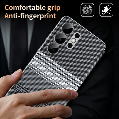 For Samsung Galaxy S25 Ultra Case Card Slot View Window Gradient Color Checkered Pattern Leather Phone Cover