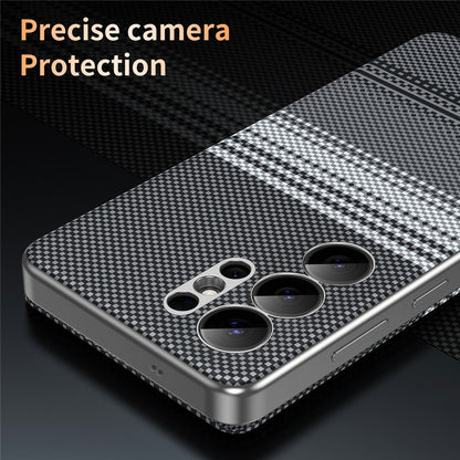 For Samsung Galaxy S25 Ultra Case Card Slot View Window Gradient Color Checkered Pattern Leather Phone Cover