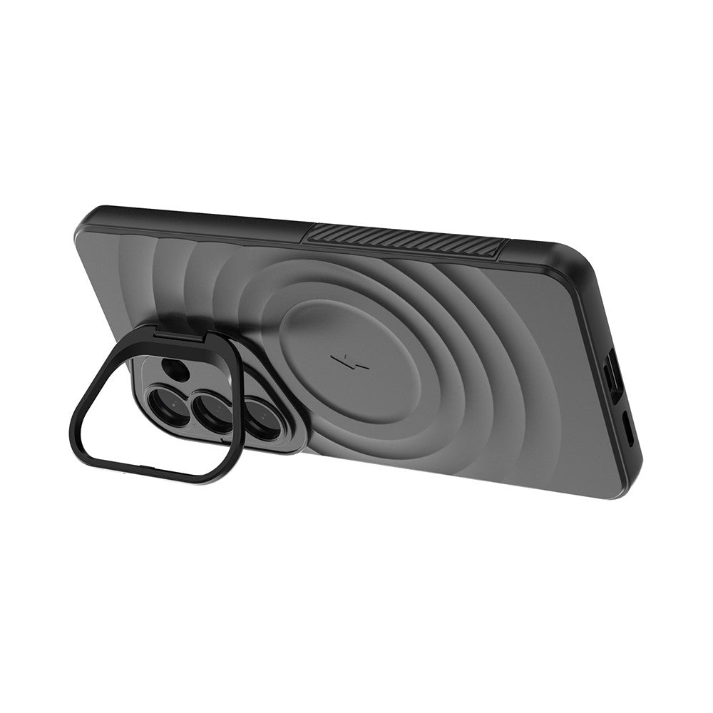 For Samsung Galaxy S26+ Magnetic Case PC Kickstand Ripple Texture TPU Phone Cover
