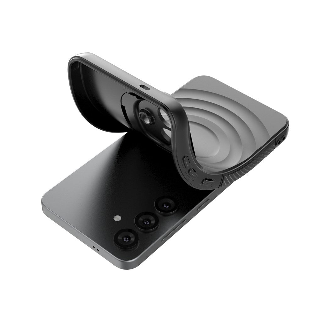 For Samsung Galaxy S26+ Magnetic Case PC Kickstand Ripple Texture TPU Phone Cover