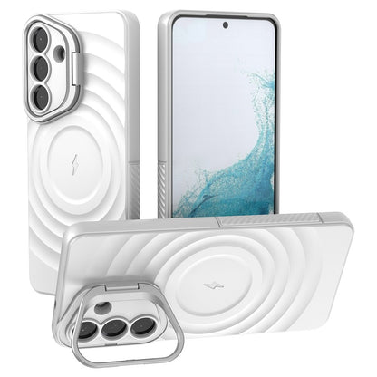 For Samsung Galaxy S26+ Magnetic Case PC Kickstand Ripple Texture TPU Phone Cover