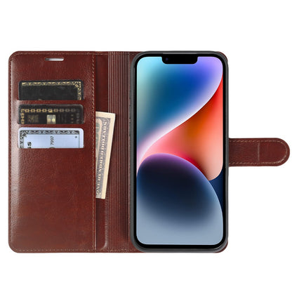 For iPhone 14 Plus Wallet Case Crazy Horse Texture Leather Flip Phone Cover with Magnetic Closure