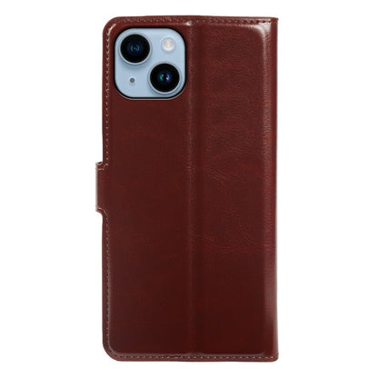 For iPhone 14 Plus Wallet Case Crazy Horse Texture Leather Flip Phone Cover with Magnetic Closure