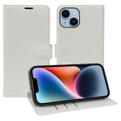 For iPhone 14 Plus Wallet Case Crazy Horse Texture Leather Flip Phone Cover with Magnetic Closure