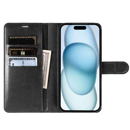 For iPhone 15 Plus Wallet Case Crazy Horse Texture Leather Flip Phone Cover with Magnetic Closure
