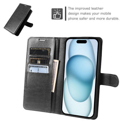 For iPhone 15 Plus Wallet Case Crazy Horse Texture Leather Flip Phone Cover with Magnetic Closure