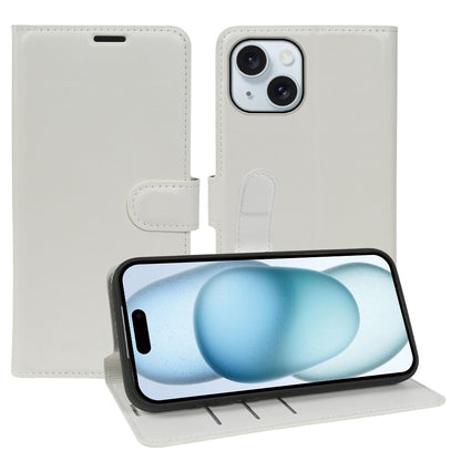 For iPhone 15 Plus Wallet Case Crazy Horse Texture Leather Flip Phone Cover with Magnetic Closure