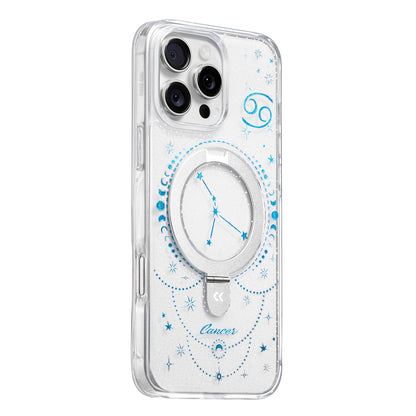 For iPhone 16 Pro Max CASEKOO Magnetic Case Constellation Pattern Ring Kickstand Shockproof PC + TPU Phone Cover