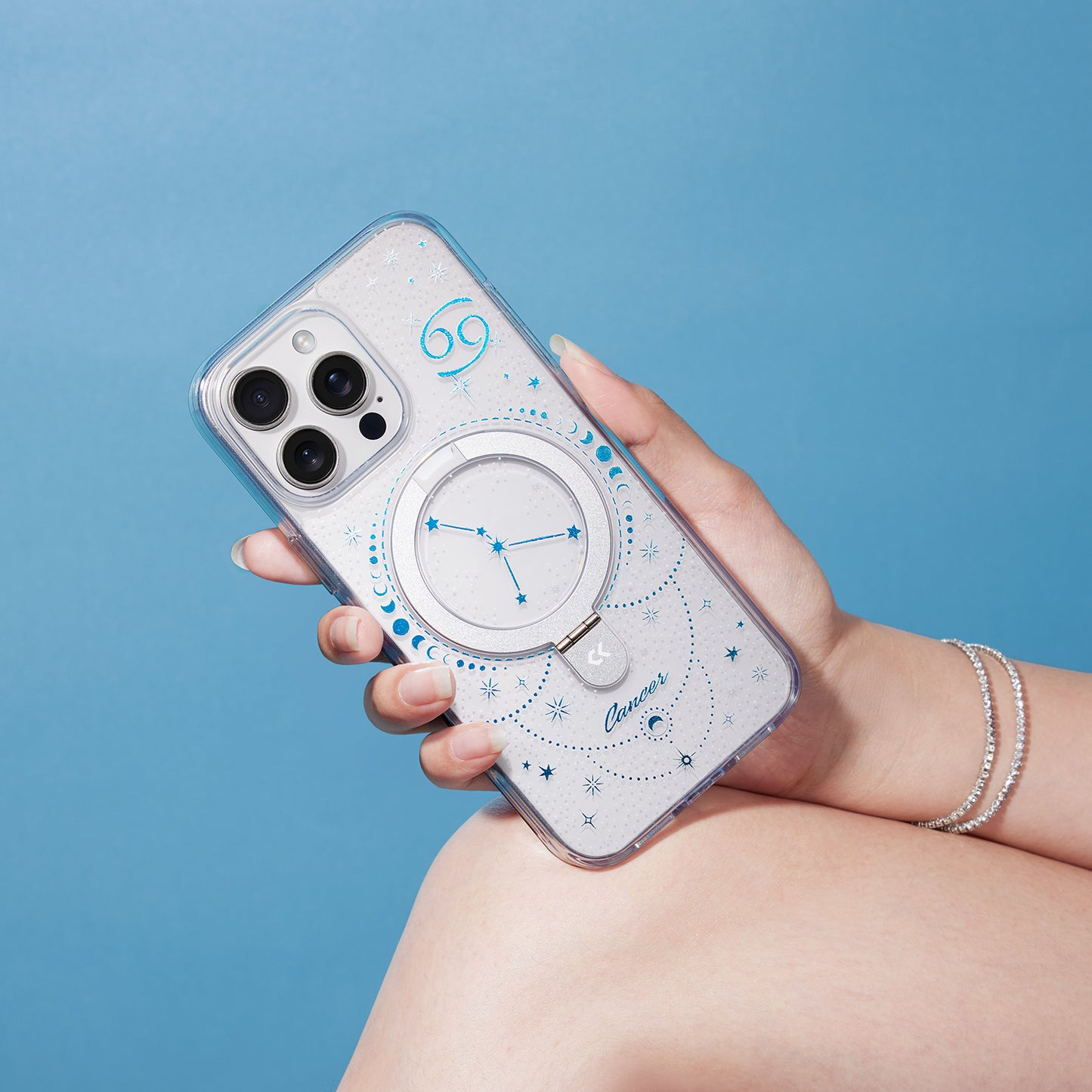 For iPhone 16 Pro Max CASEKOO Magnetic Case Constellation Pattern Ring Kickstand Shockproof PC + TPU Phone Cover