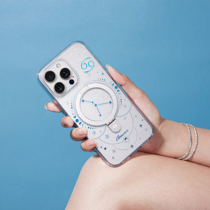 For iPhone 16 Pro Max CASEKOO Magnetic Case Constellation Pattern Ring Kickstand Shockproof PC + TPU Phone Cover