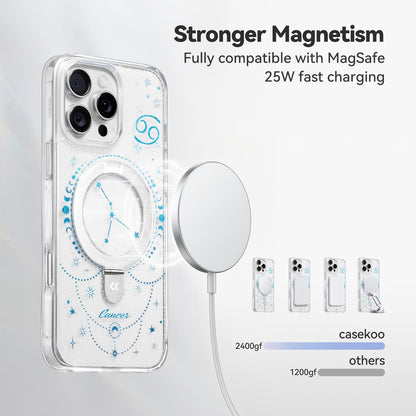 For iPhone 16 Pro Max CASEKOO Magnetic Case Constellation Pattern Ring Kickstand Shockproof PC + TPU Phone Cover