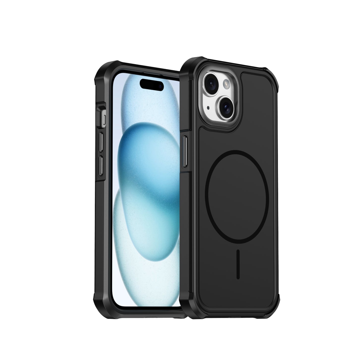 For iPhone 15 Magnetic Case Shockproof TPU PC Protective Cover