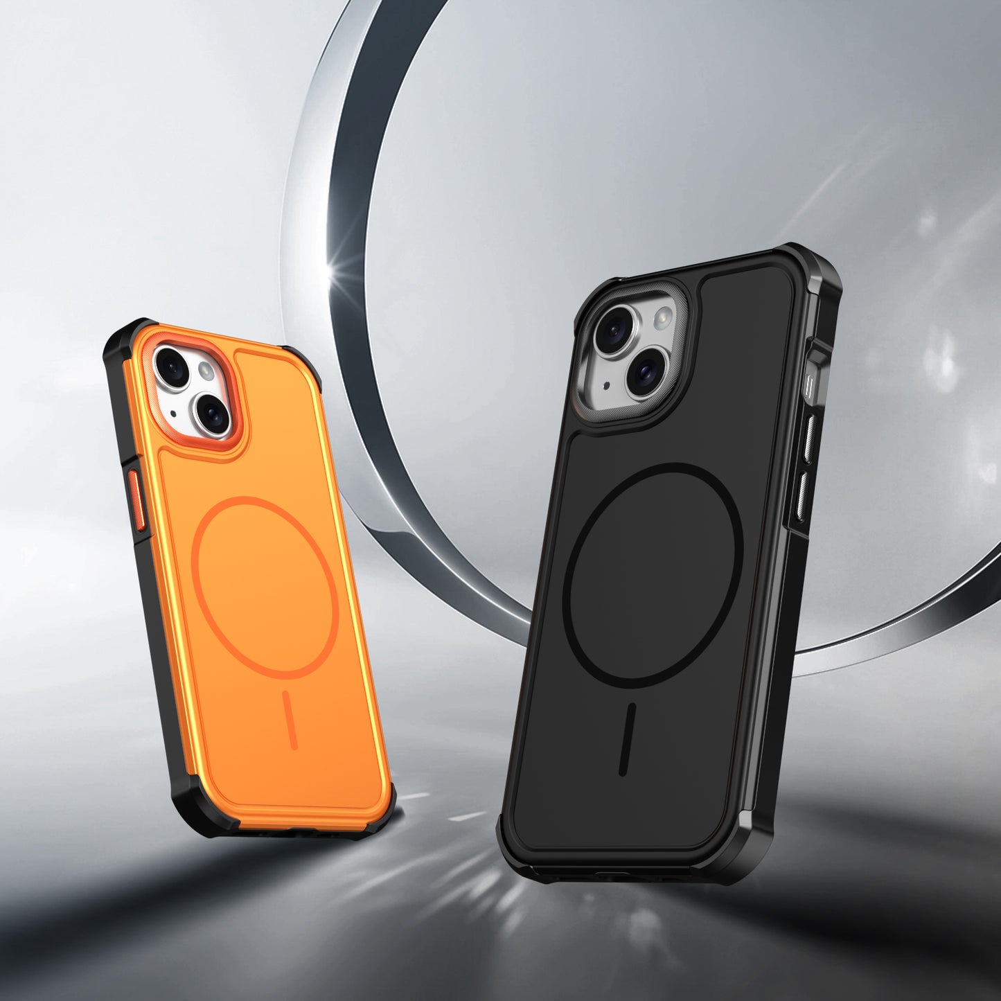For iPhone 15 Magnetic Case Shockproof TPU PC Protective Cover
