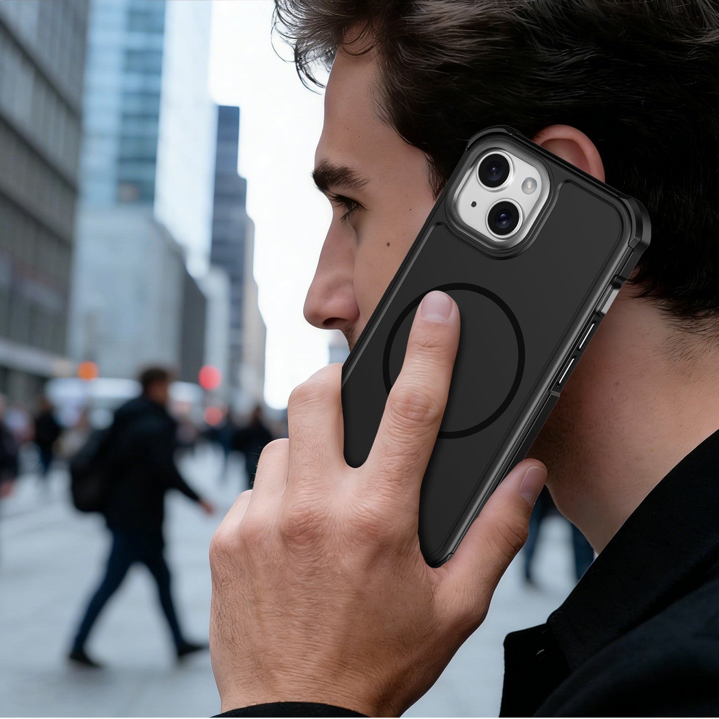 For iPhone 15 Magnetic Case Shockproof TPU PC Protective Cover