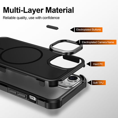For iPhone 15 Magnetic Case Shockproof TPU PC Protective Cover