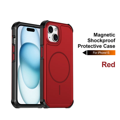 For iPhone 15 Magnetic Case Shockproof TPU PC Protective Cover