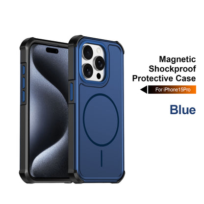For iPhone 15 Pro Magnetic Case Shockproof TPU PC Protective Cover