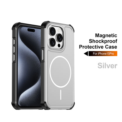 For iPhone 15 Pro Magnetic Case Shockproof TPU PC Protective Cover