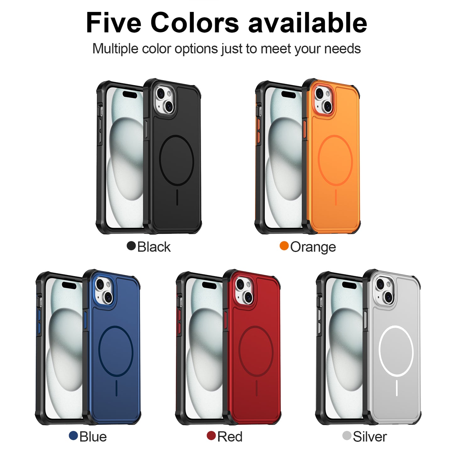For iPhone 14 Plus / iPhone 15 Plus Magnetic Case Shockproof TPU PC Protective Cover