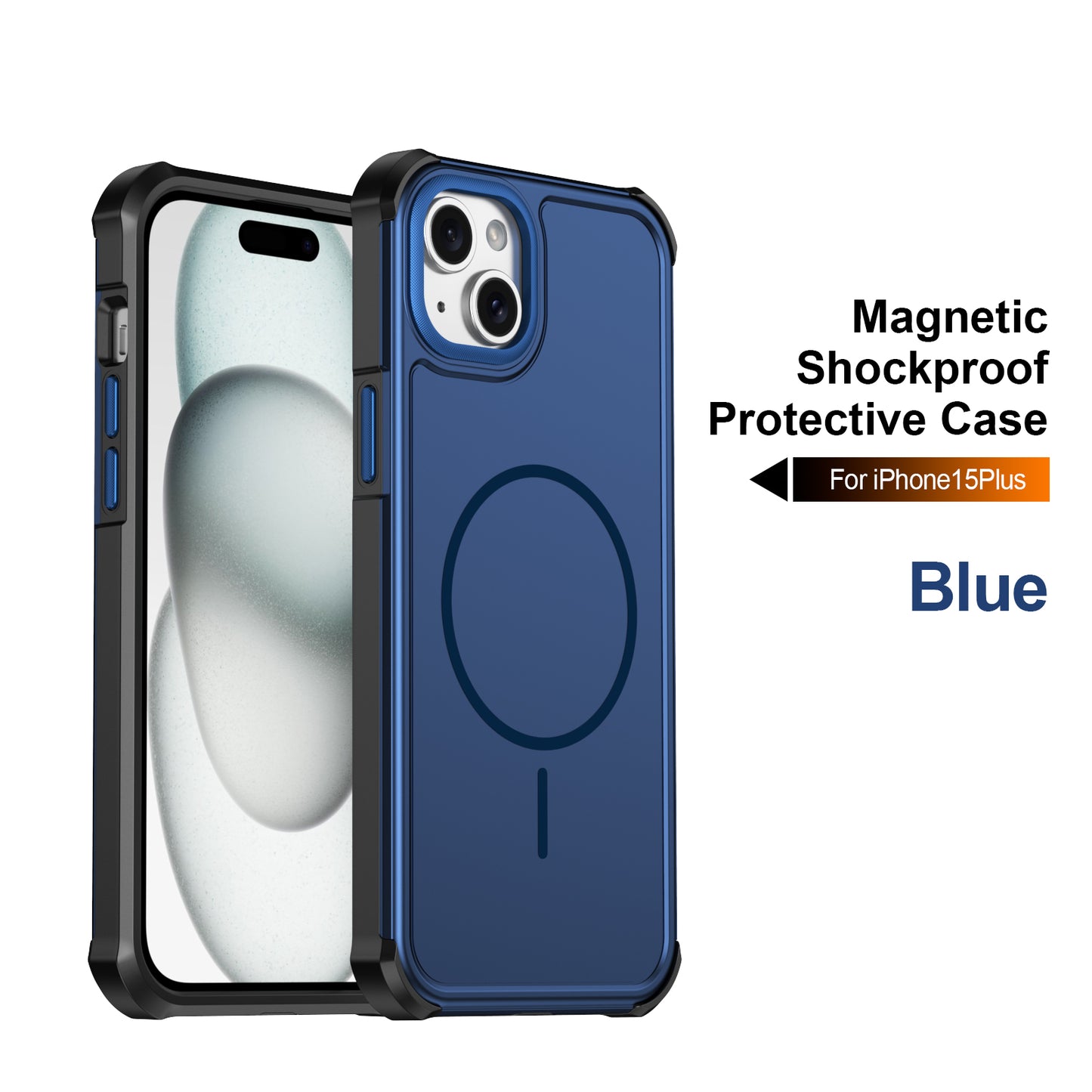 For iPhone 14 Plus / iPhone 15 Plus Magnetic Case Shockproof TPU PC Protective Cover