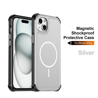 For iPhone 14 Plus / iPhone 15 Plus Magnetic Case Shockproof TPU PC Protective Cover