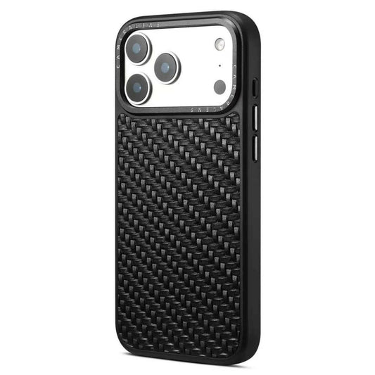 DENIOR A26 For iPhone 17 Pro Max Magnetic Case Woven Texture Genuine Cow Leather Coated TPU PC Phone Cover