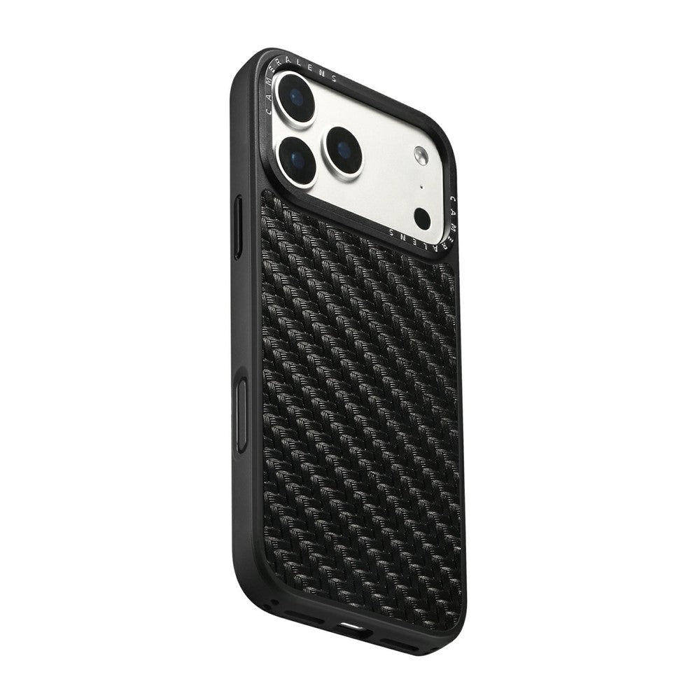 DENIOR A26 For iPhone 17 Pro Max Magnetic Case Woven Texture Genuine Cow Leather Coated TPU PC Phone Cover
