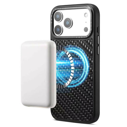 DENIOR A26 For iPhone 17 Pro Max Magnetic Case Woven Texture Genuine Cow Leather Coated TPU PC Phone Cover