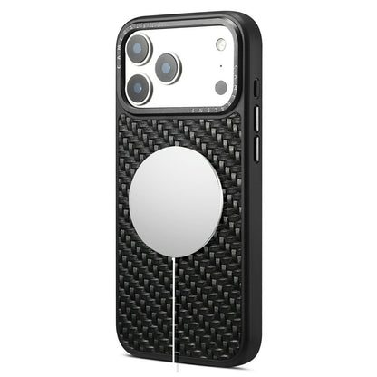 DENIOR A26 For iPhone 17 Pro Max Magnetic Case Woven Texture Genuine Cow Leather Coated TPU PC Phone Cover