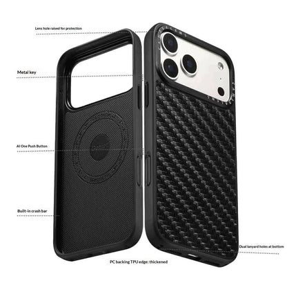 DENIOR A26 For iPhone 17 Pro Max Magnetic Case Woven Texture Genuine Cow Leather Coated TPU PC Phone Cover