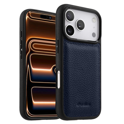 MELKCO For iPhone 17 Pro Max Case Genuine Cow Leather Coated PC Phone Cover