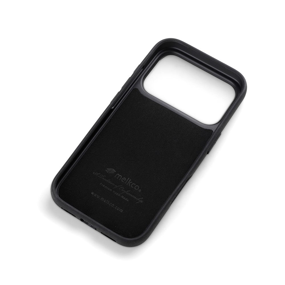 MELKCO For iPhone 17 Pro Max Case Genuine Cow Leather Coated PC Phone Cover