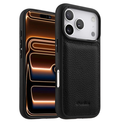 MELKCO For iPhone 17 Pro Max Case Genuine Cow Leather Coated PC Phone Cover