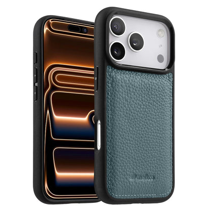 MELKCO For iPhone 17 Pro Max Case Genuine Cow Leather Coated PC Phone Cover