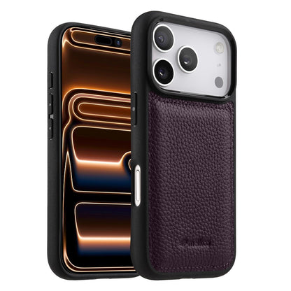 MELKCO For iPhone 17 Pro Max Case Genuine Cow Leather Coated PC Phone Cover