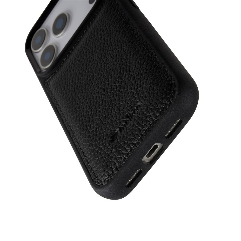 MELKCO For iPhone 17 Pro Case Genuine Cow Leather Coated PC Phone Cover