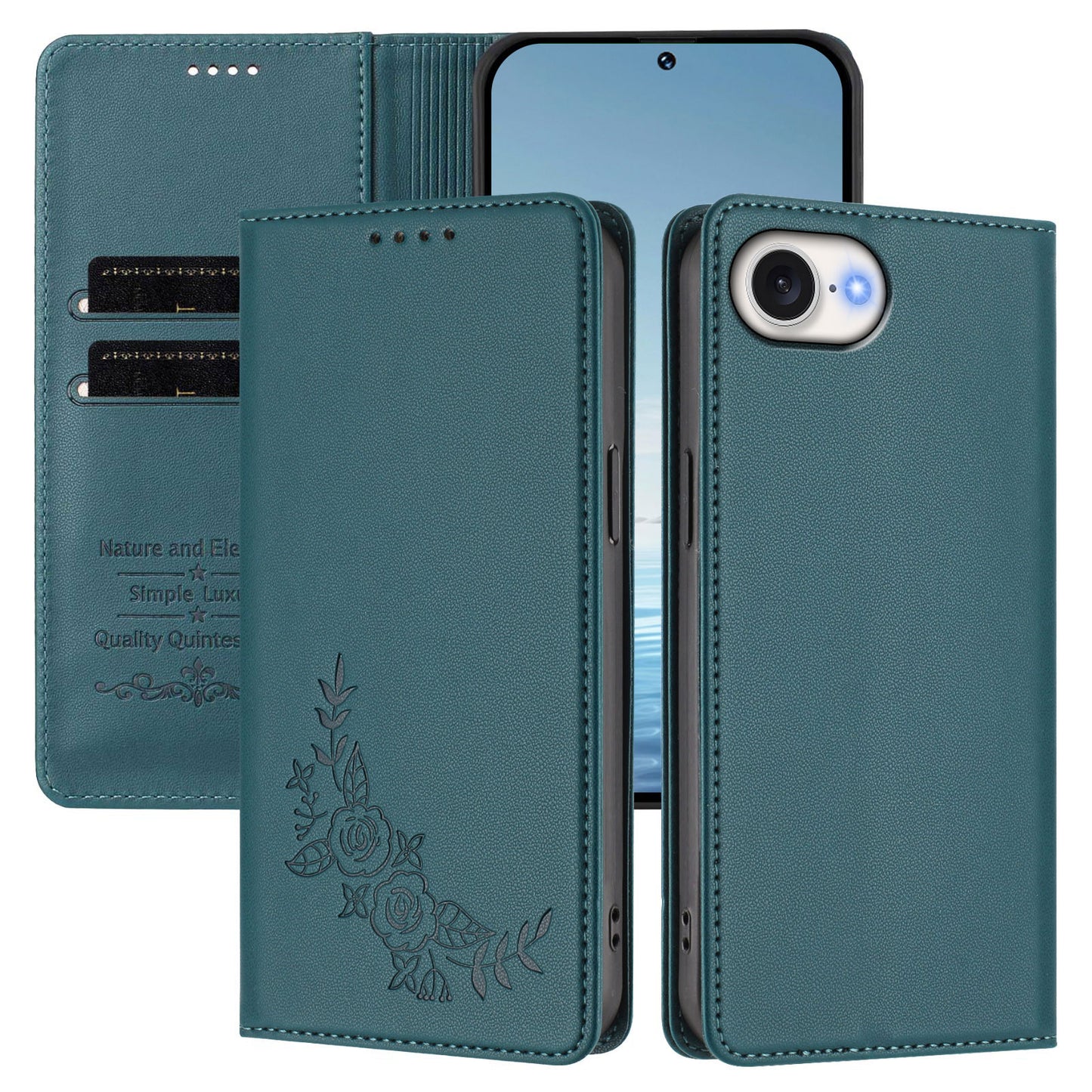 For iPhone 16e / iPhone 17e Wallet Stand Case Peony Flower Pattern TPU PU Leather Flip Cover